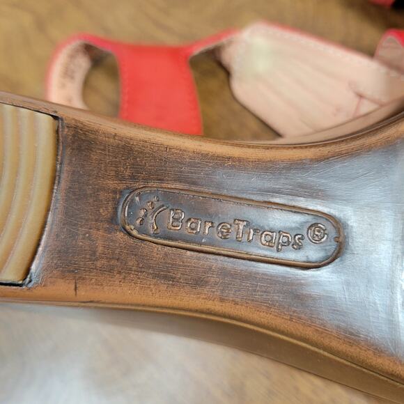 Bare Traps Womens Dayna Sandals 7.5 Red Woven Leather Slingback Platform Wedge - Picture 6 of 13